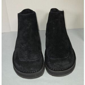 Simple Shoes Black Suede Chelsea Ankle Boots 8.5 Low Wedge Pull On 90s Y2K